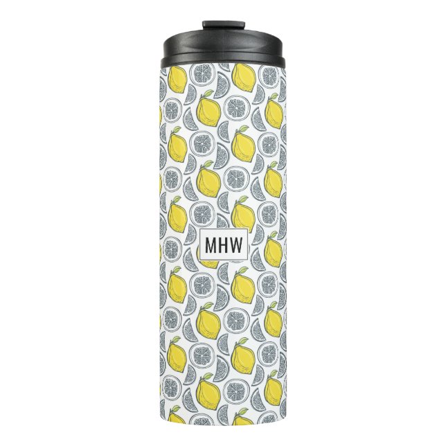 Lemon Pattern custom monogram tumbler (Front)
