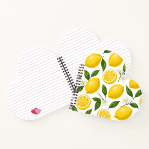 Lemon Pattern Design   Fresh Citrus Summer Print  Notebook