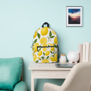 Lemon Pattern Design Fresh Citrus Summer Print Printed Backpack