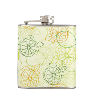 Lemon Pattern Hip Flask