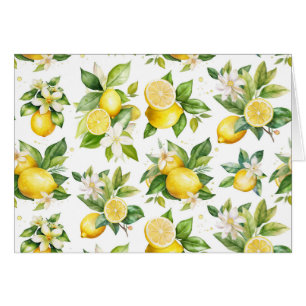 Lemon Pattern, Lemon Flowers, Leaves, Citrus