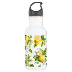Lemon Pattern, Lemon Flowers, Leaves, Citrus 532 Ml Water Bottle