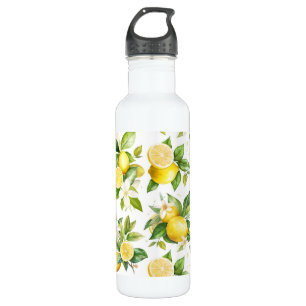 Lemon Pattern, Lemon Flowers, Leaves, Citrus 710 Ml Water Bottle