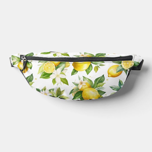 Lemon Pattern, Lemon Flowers, Leaves, Citrus Bum Bags (Lay Down)