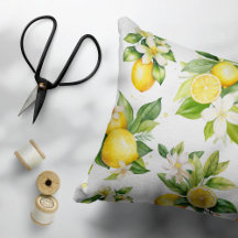 Lemon Pattern, Lemon Flowers, Leaves, Citrus