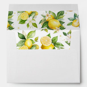 Lemon Pattern, Lemon Flowers, Leaves, Citrus Envelope