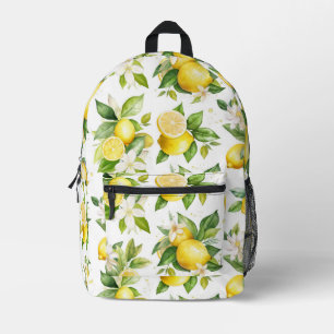 Lemon Pattern, Lemon Flowers, Leaves, Citrus Printed Backpack