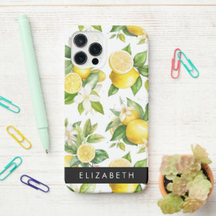 Lemon Pattern, Lemon Flowers, Leaves, Your Name iPhone 12 Pro Case