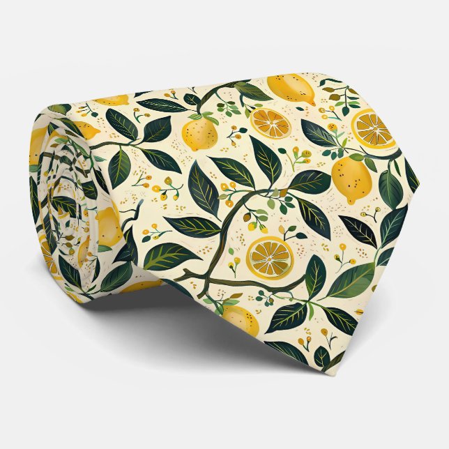 Lemon Pattern Men's Necktie  (Rolled)