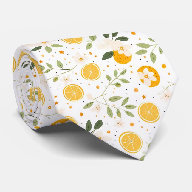 Lemon Pattern Men's Necktie  (Rolled)