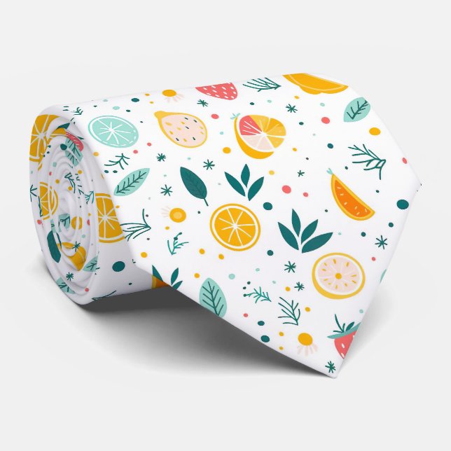 Lemon Pattern Men's Necktie  (Rolled)