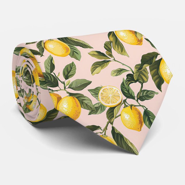Lemon Pattern Men's Necktie  (Rolled)
