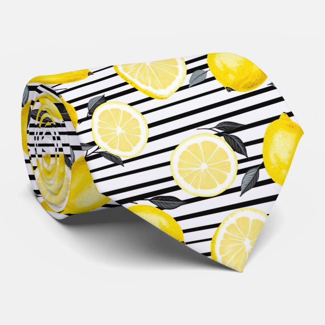 Lemon Pattern Men's Necktie  (Rolled)