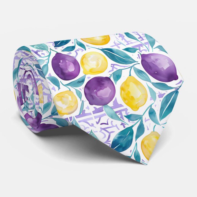 Lemon Pattern Men's Necktie  (Rolled)