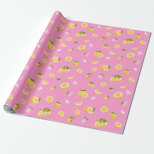 Lemon Pattern Pink Wrapping Paper