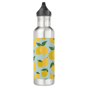 Lemon Pattern Retro Fruit Yellow On Green 710 Ml Water Bottle