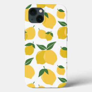Lemon Pattern Retro Fruit Yellow On White iPhone 13 Case