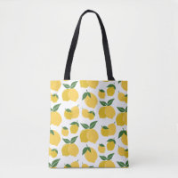 Lemon Pattern Retro Fruit Yellow On White