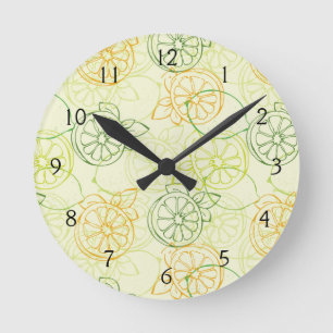 Lemon Pattern Round Clock