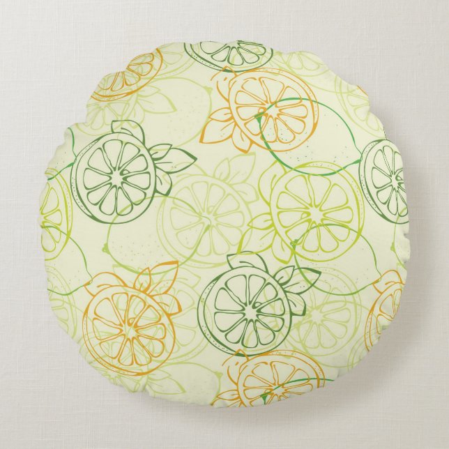 Lemon Pattern Round Cushion (Front)