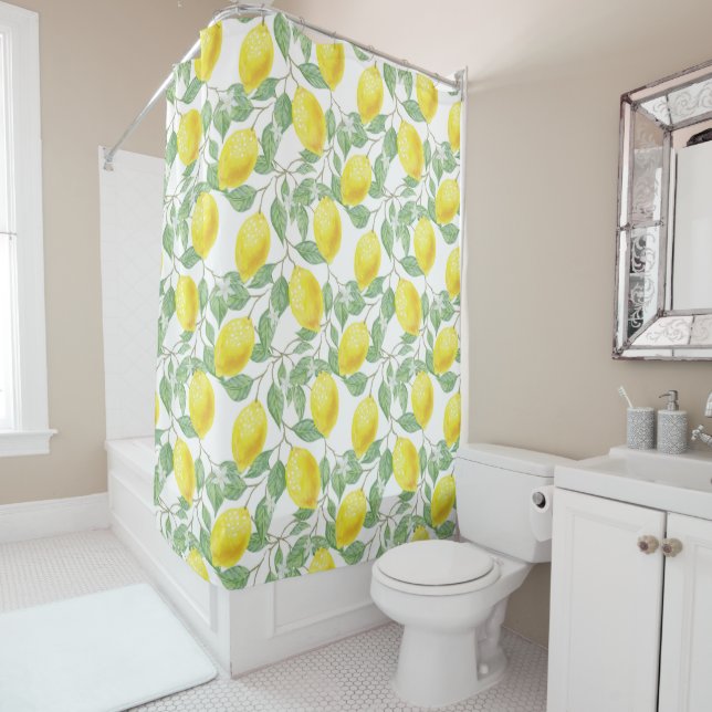 Lemon Pattern Shower Curtain (In Situ)