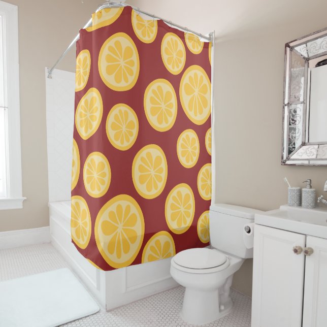 Lemon pattern shower curtain (In Situ)