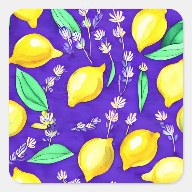 Lemon Pattern Square Sticker (Front)