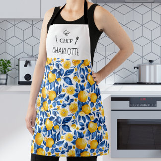 Lemon Pattern Tropical Fruit Personalised Name Apron