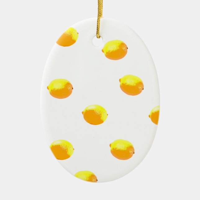 lemon pattern version 1 ceramic ornament (Front)