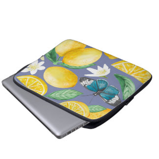 lemon pattern watercolor laptop sleeve