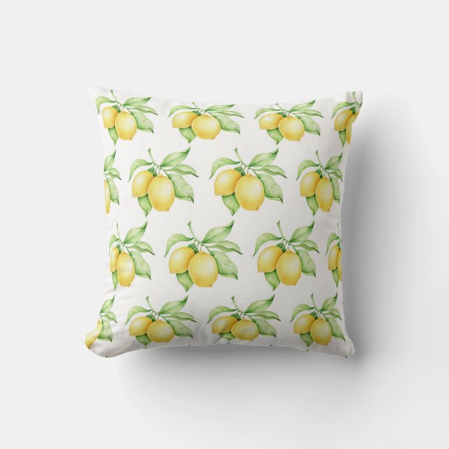 Lemon Pattern Watercolor Simple Cushion (Front)