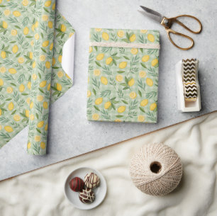 Lemon Pattern With Leaves Wrapping Paper Roll