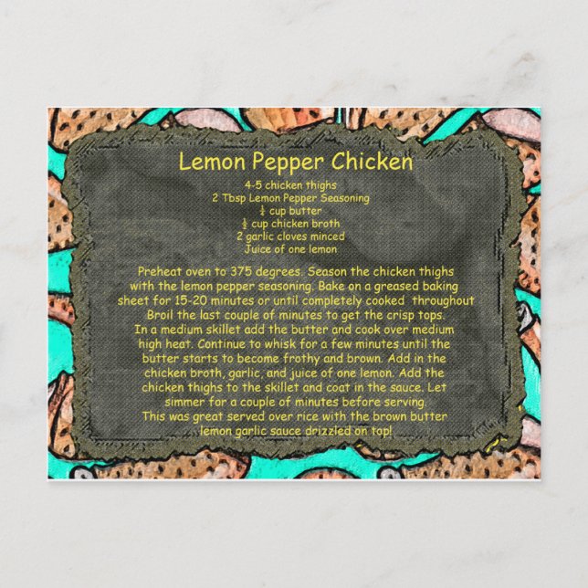 lemon pepper chicken recipe postcard (Front)
