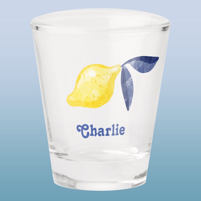 Lemon Personalised Shot Glass (Personalized retro font name citrus lemon shot glass)