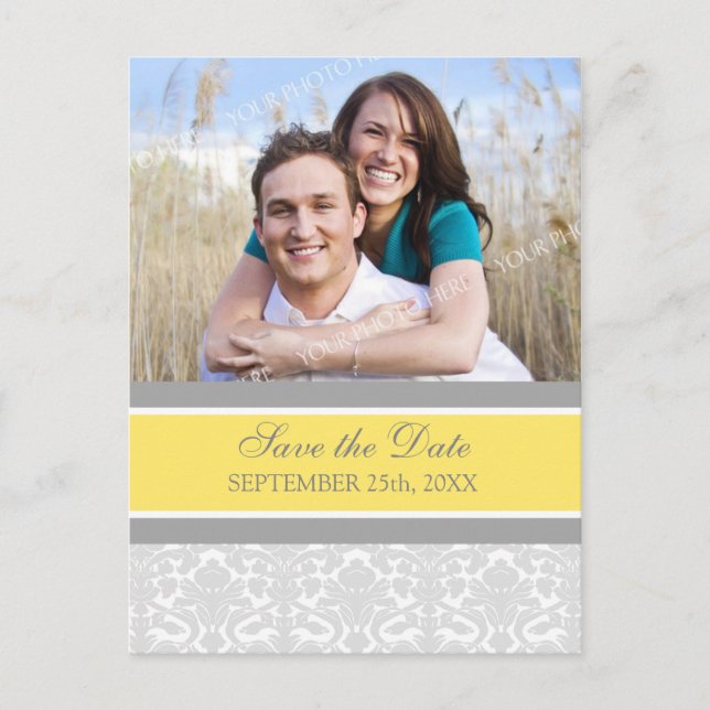 Lemon Photo Save the Date Wedding Postcards (Front)