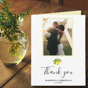 Lemon Photo Wedding Thank You Folded Card