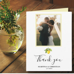 Lemon Photo Wedding Thank You Folded Card