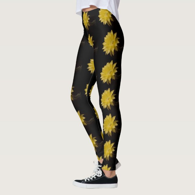 Lemon Pie Cactus Flower  Leggings (Left)
