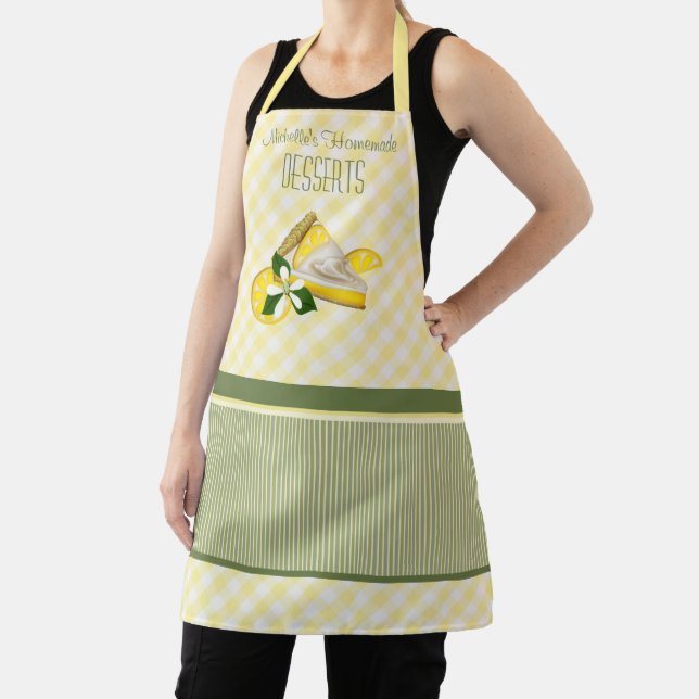 Lemon Pie Dessert Checks and Stripes Apron (Insitu)