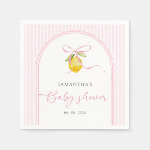 Lemon pink bow coquette baby girl shower napkin
