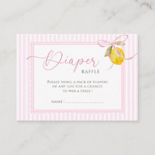 Lemon pink bow coquette Diaper raffle Enclosure Card
