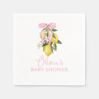 Lemon Pink Bow La Dolce Vita Baby Shower Napkin