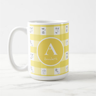 Lemon Plaid Monogram Coffee Mug