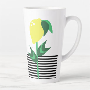 Lemon Plant Black Stripes Latte Mug