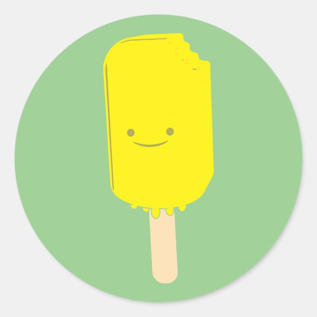 Lemon Popsicle Cartoon Drawing Classic Round Sticker (Front)