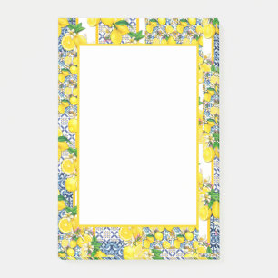 Lemon Portuguese Azulejo Mediterranean Santorini  Post-it Notes