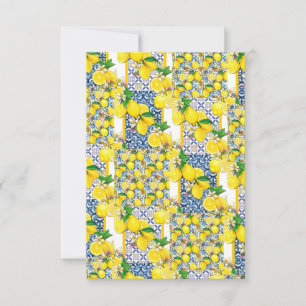 Lemon Portuguese Azulejo Mediterranean Santorini Thank You Card