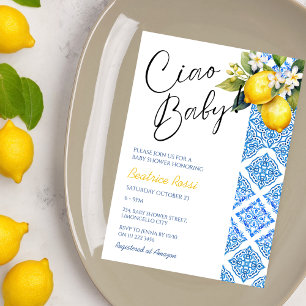 Lemon Positano Italian Baby Shower Amalfi Tiles  Invitation