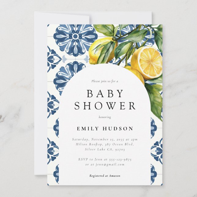 Lemon Positano Italian Baby Shower Invitation (Front)