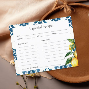 Lemon Positano Italian Bridal Shower Recipe Card